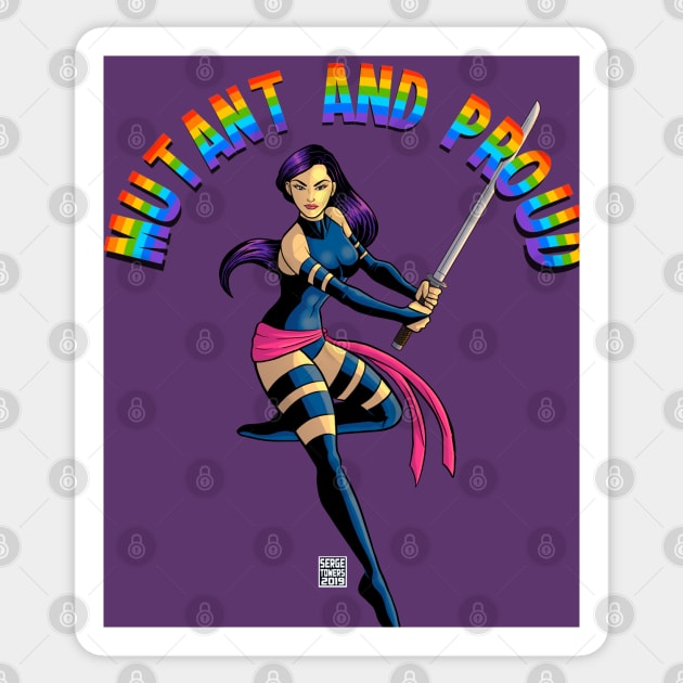 Psylocke Mutant And Proud Sticker by sergetowers80